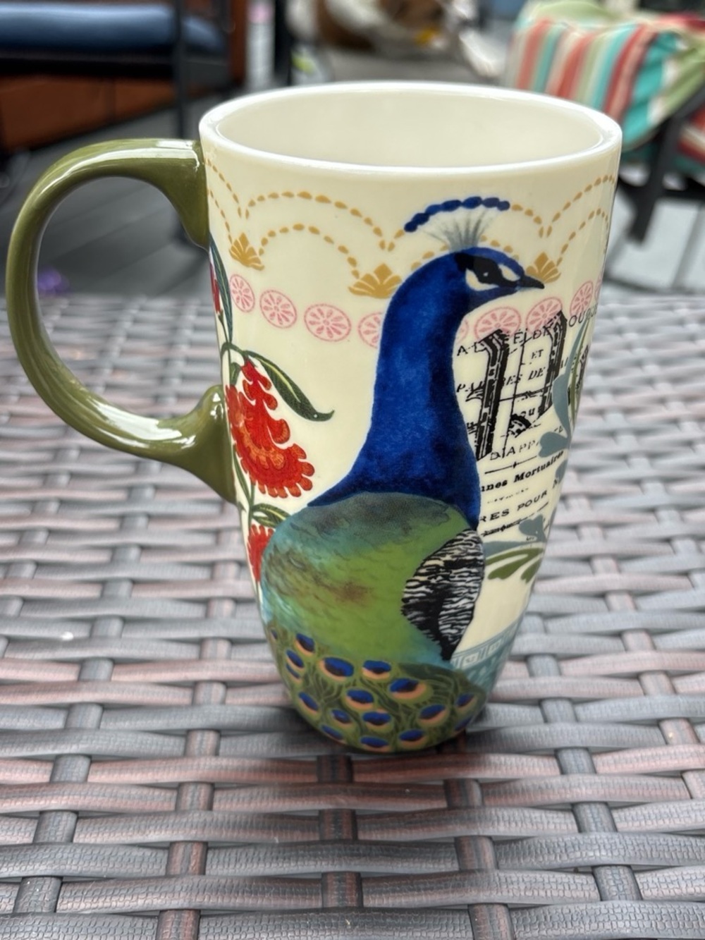 Peacock Accent Ceramic Mug - Blue & Green